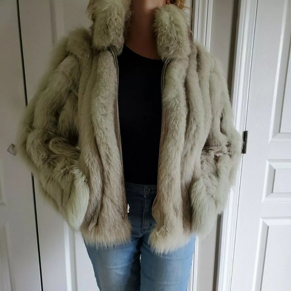 Unique Women DIEGO M JACKET Two-Sided Pearl Fur/Polyester Light-Weight S/M Italy
